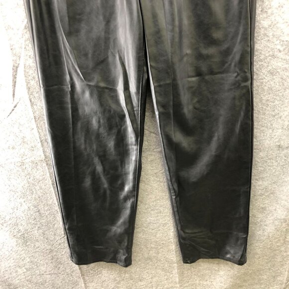 Old Navy High Rise OG Loose Faux Leather Pants Womens 8 Black Relaxed Wide Leg - Picture 4 of 11